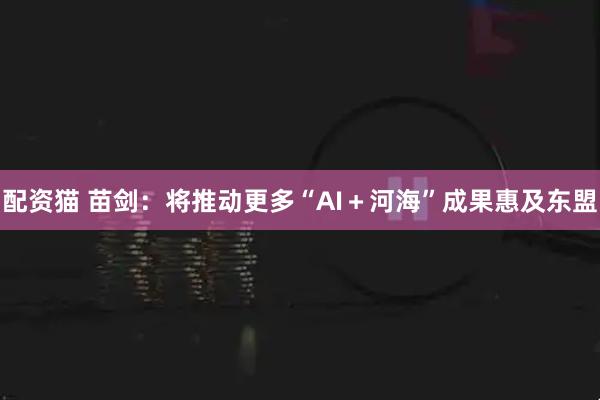 配资猫 苗剑：将推动更多“AI＋河海”成果惠及东盟