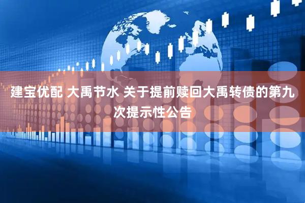 建宝优配 大禹节水 关于提前赎回大禹转债的第九次提示性公告