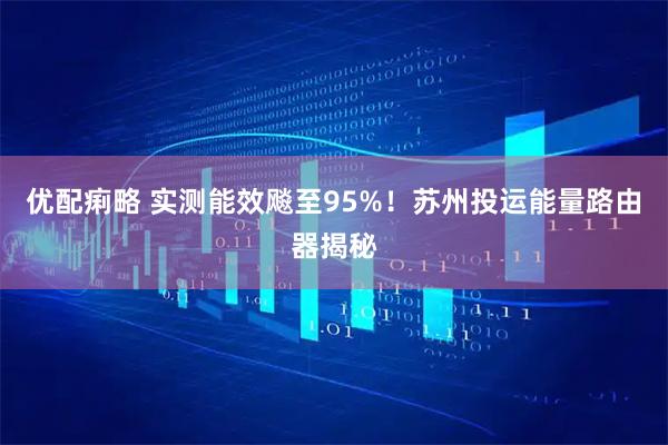 优配痢略 实测能效飚至95%！苏州投运能量路由器揭秘